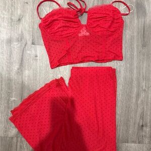 Bear Dance Red Lace sexy 2 piece skirt and crop top Set